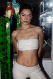Cream Pleather Bandeau Top