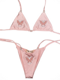 Pink Butterfly Bikini Top